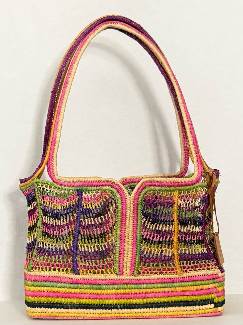 BTB Los Angeles Multicolor Raffia Architectural Open-Weave Tote - Picture 7 of 9